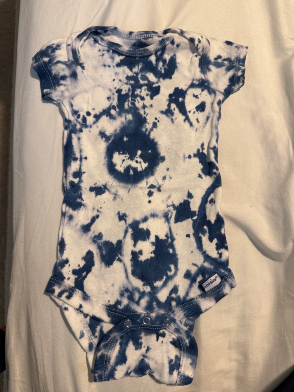 Gerber Blue and White Tie-Dye Baby Bodysuit